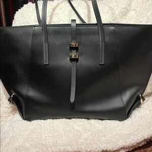 Zac Posen Sleek Black Tote with Gold Details